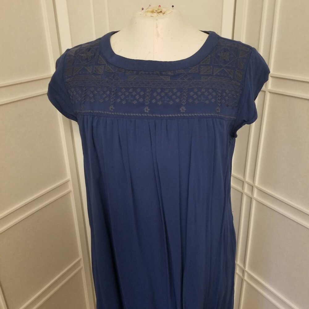 Xhilaration Rayon Navy Blue Midi Size L